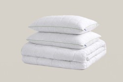 Bambu Çift Kişilik Beyaz Yastık Yorgan Seti Çift Kişilik Yorgan + 2 Yastık - Thumbnail