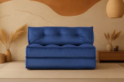 Sleeptown - Mocca Çift Kişilik Katlanır Yatak & Uzanma Koltuğu Mavi