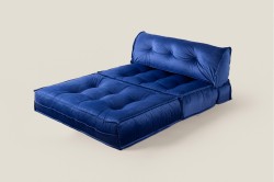 Mocca Çift Kişilik Katlanır Yatak & Uzanma Koltuğu Mavi - Thumbnail