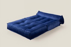 Mocca Çift Kişilik Katlanır Yatak & Uzanma Koltuğu Mavi - Thumbnail