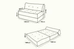 Mocca Çift Kişilik Katlanır Yatak & Uzanma Koltuğu Mavi - Thumbnail