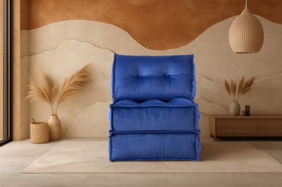 Sleeptown - Mocca Tek Kişilik Katlanır Yatak & Uzanma Koltuğu Mavi