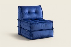 Mocca Tek Kişilik Katlanır Yatak & Uzanma Koltuğu Mavi - Thumbnail