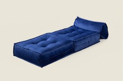 Mocca Tek Kişilik Katlanır Yatak & Uzanma Koltuğu Mavi - Thumbnail