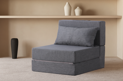 Sleeptown - Sleeptown Nesly Katlanır Yatak Olabilen Tek Kişilik Oturma Koltuğu ve Uzanma Koltuğu Antrasit